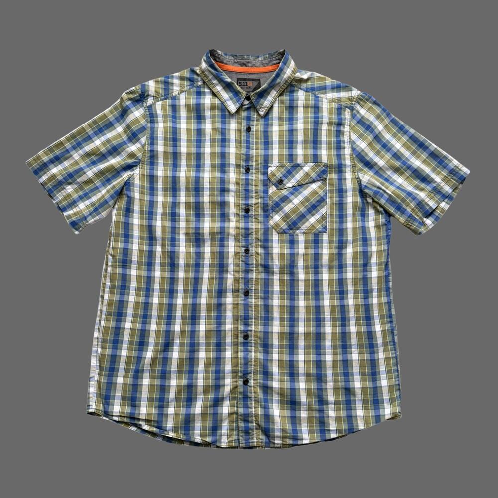 5.11 Tactical Single Flex Covert Plaid Shirt Blue Green M